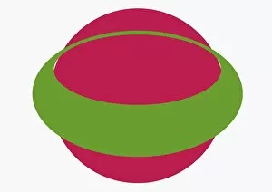 Illustration of pink planet with green ring