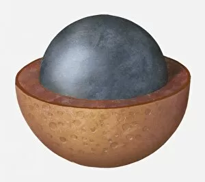 Core Collection: Illustration of the planet Mercury and its iron core