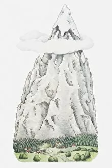 Snowcapped Gallery: Illustration of a pointy mountain peak