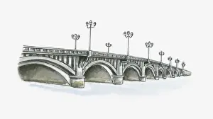 Electric Lamp Prints: Illustration of Pont Saint-Esprit, Bayonne, Pyrenees-Atlantiques, France