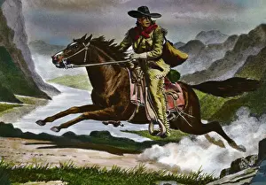 Illustration of Pony Express Rider on Horse