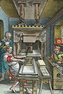 Printing Prints: Illustration of a Printing Press of 1520