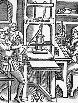 Printing Prints: Illustration of Printing Press from Title Page of Historia de Bello Judaico