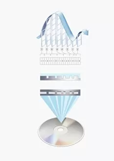 Images Dated 24th November 2009: Illustration of the processes involved in storing sound on a CD