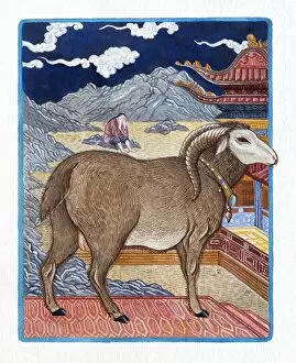 Images Dated 25th August 2009: Illustration of Prosperous Lamb representing Chinese Year Of The Ram