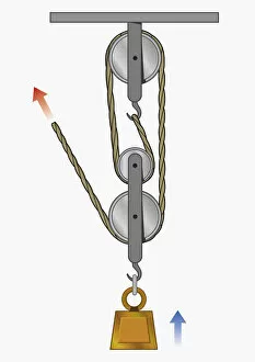 Images Dated 23rd November 2009: Illustration of pulley system with three wheels