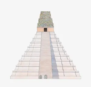 Guatemala Prints: Illustration of Pyramid of the Giant Jaguar, Tikal, Guatemala