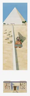 Sphinx Prints: Illustration of the Pyramids of Gisa and the Sphinx in Ancient Egyptian times