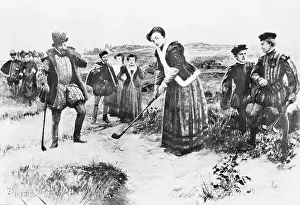 Andrews Prints: Illustration of Queen Mary Playing Golf with Chastelard