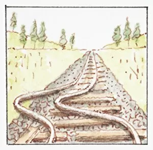 Images Dated 11th July 2011: Illustration of railway track damaged by earthquake