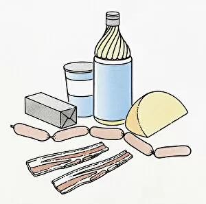 Illustration of raw breakfast ingredients