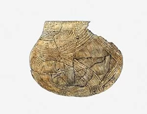 Images Dated 10th May 2011: Illustration of reconstruction of ancient pot with banded decoration