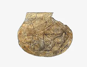 Pottery Prints: Illustration of reconstruction of ancient pot with banded decoration