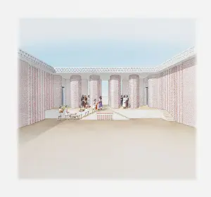 Religious Offering Prints: Illustration of reconstruction of Columned Hall and Cone Mosaic Court