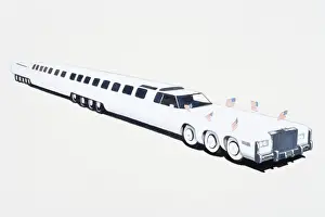 Long Prints: Illustration of record breaking stretch limousine