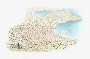 Bronze Age Prints: Illustration of recreation of bronze age town