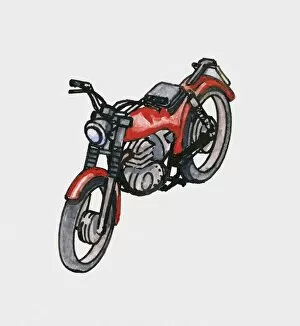 Ink And Brush Collection: Illustration of a red motorcycle