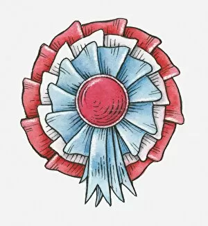 Images Dated 4th May 2010: Illustration of red, white and blue rosette