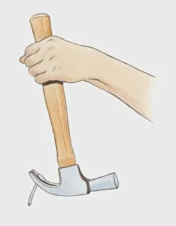 Ink And Brush Collection: Illustration of removing nail using claw hammer