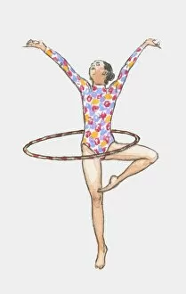 Images Dated 11th December 2009: Illustration of rhythmic gymnast competing with hoop