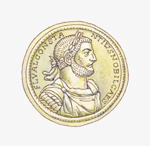 Coin Prints: Illustration of Roman gold coin of Constantine