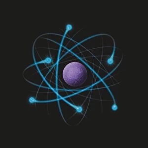 Images Dated 24th November 2009: Illustration of Rutherford model of the atom, consisting of nucleus and negatively charged electrons