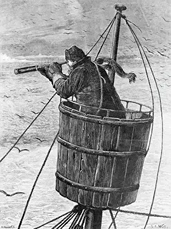 Patience Prints: Illustration of a Sailor In Crows Nest
