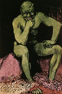 Illustration of a Satanic Character in Pensive Mood