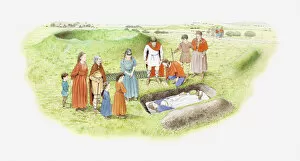Images Dated 12th May 2011: Illustration of Saxon burial