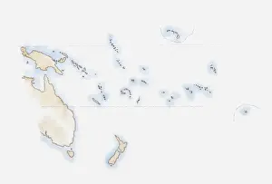 Illustration of scattered group of islands in Pacific Ocean