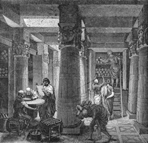 Knowledge Prints: Illustration of Scholars in Library of Alexandria