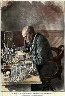 Bacteriologist Prints: Illustration of Scientist Robert Koch Working in Laboratory