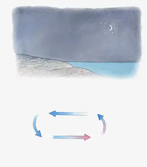 Illustration of sea breeze at night