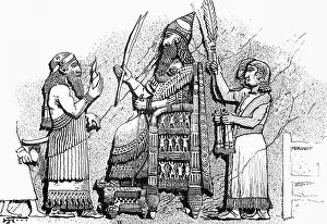 Domestic Staff Prints: Illustration Of Sennacherib On Throne