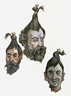 Images Dated 12th March 2010: Illustration of three severed heads