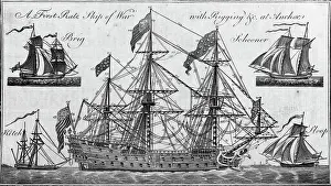 Sail Prints: Illustration of Ship of War with Rigging