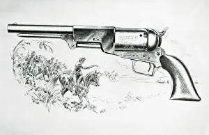 Illustration of Shooters and Colt Walker Model.44 Caliber Pistol