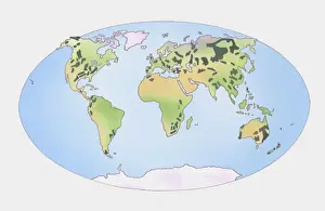Illustration showing distribution of coal producing countries shown on world map