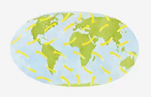 Illustration showing global wind patterns around the Earth