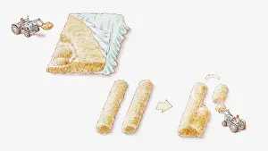 Heap Prints: Illustration showing two methods of building a compost heap using a tractor to make heap covered with tarpaulin