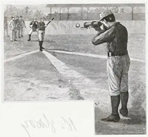 Princeton Prints: Illustration Showing Pitcher Utilizing a Gun for Pitching Baseball