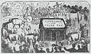Illustration Showing Various Components of an Early American Political Barbecue