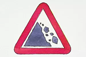 Images Dated 5th March 2008: Illustration of sign warning of falling rocks