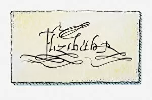 Images Dated 23rd April 2010: Illustration of the signature of Elizabeth I