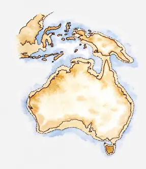 Illustration of simple outline map of Australia