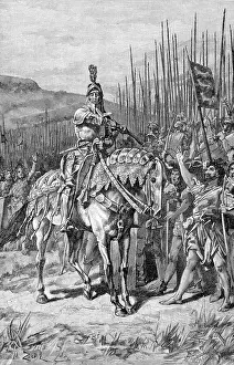 Land Battle Prints: Illustration of Sir Thomas Erpingham Rallying His Troops at Agincourt