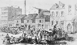 Gruesome Prints: Illustration of Slaughter Houses on Elizabeth Street, Manhattan