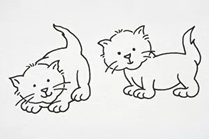 Illustration, two smiling kittens
