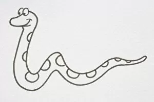 Crawling Gallery: Illustration, smiling spotted Snake, side view