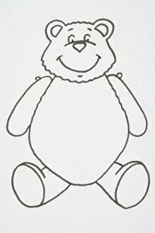 Illustration, smiling teddy bear sitting, front view